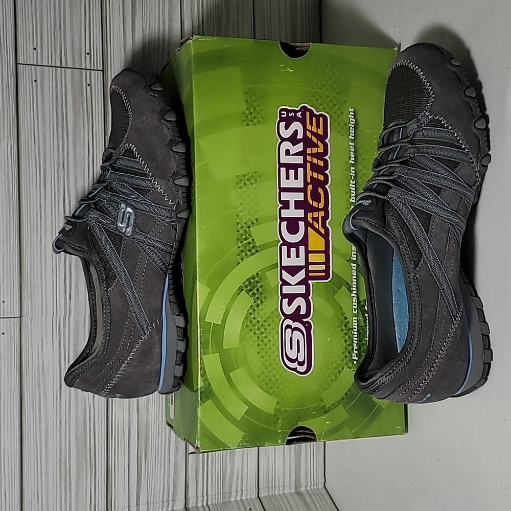 WORN ONCE Skechers Women's Gray and Blue Athletic Sneakers - Picture 3 of 7